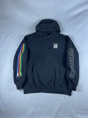 Pentatonix Band Hoodie Adult XL Black Striped Spellout Graphics Tour Concert